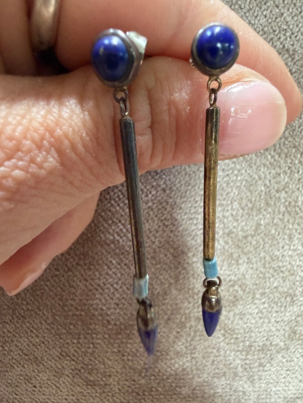 Pamela Love Blue Drop Bar Dangle Earrings